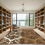 Elegant Gold Damask Victorian Scroll Rug