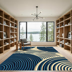 Modern Navy Concentric Ripple Zen Rug