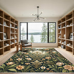 Elegant Golden Floral Arch Gate Art Rug