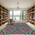 Pink Lattice Garden Trellis Diamond Rug