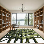 Green Geometric Rebar Abstraction Rug