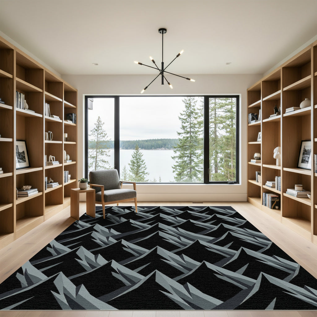 Monochromatic Jagged Peak Rows Rug