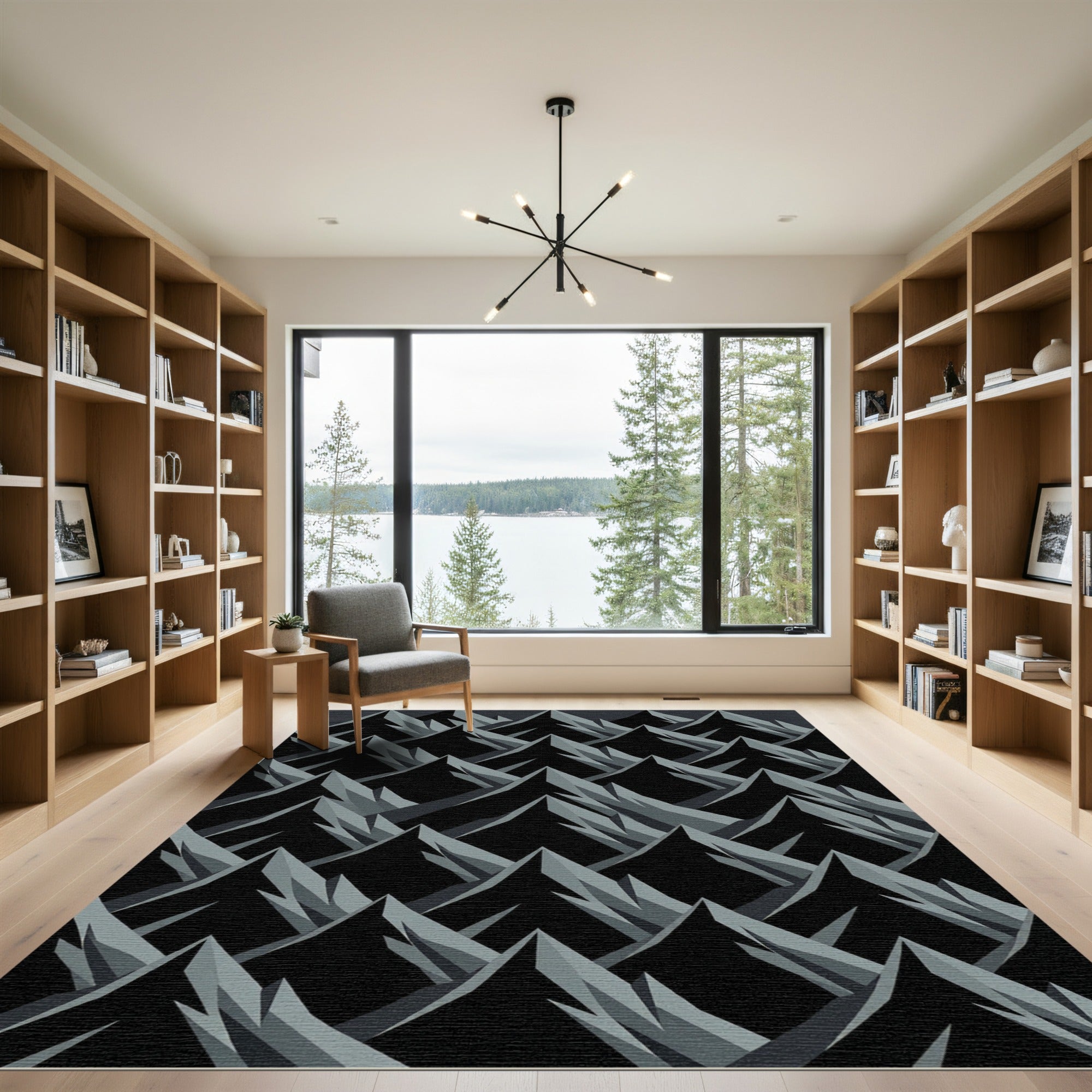 Monochromatic Jagged Peak Rows Rug