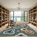 Abstract Jellyfish Layered Earthy Tone Rug