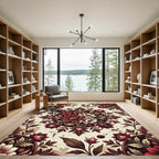 Vibrant Red Floral Medallion Arrangement Rug
