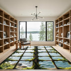 Organic Moss Window View Border Rug
