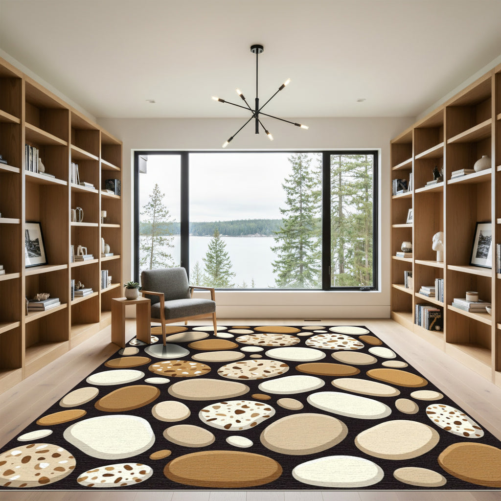 Neutral Pebble Stone Earthy Tone Rug