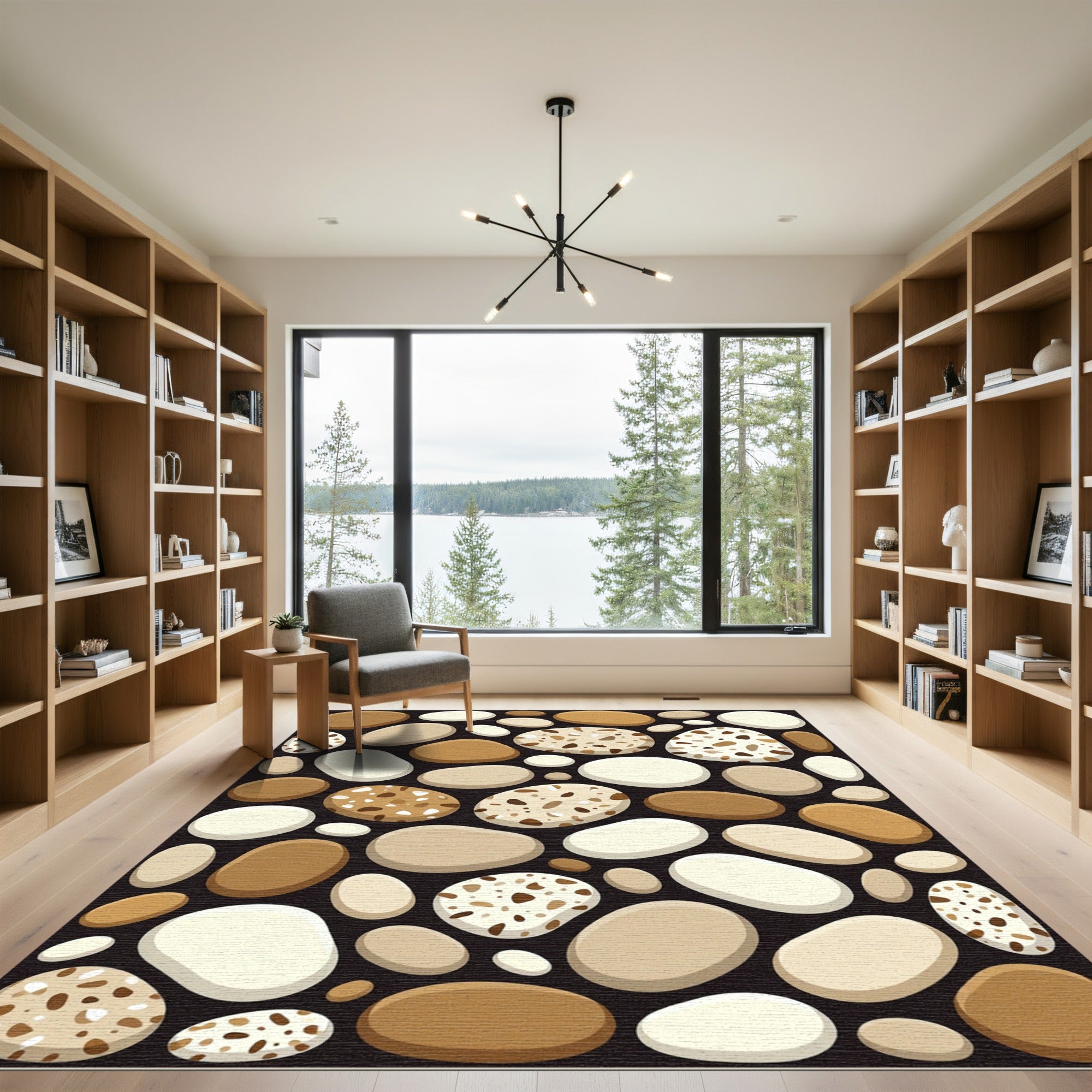 Neutral Pebble Stone Earthy Tone Rug