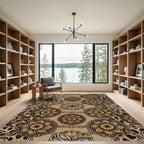 Chained Leopard Rosette Floral Earthy Tapestry Rug