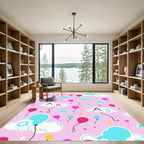 Pink Alphabet Cloud Balloon Scene Rug