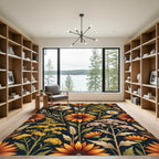 Golden Harvest Sunflower Meadow Floral Rug