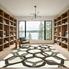 Monochromatic Geometric Interlocking Hexagons Rug