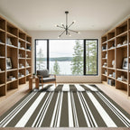 Chocolate Cream Vertical Stripe Awning Rug