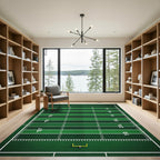 Green Athletic Football Field Grid Rug