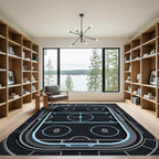 Modern Neon Hockey Rink Graphic Rug