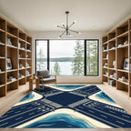 Aerial Intersection Navy Blue Wave Rug