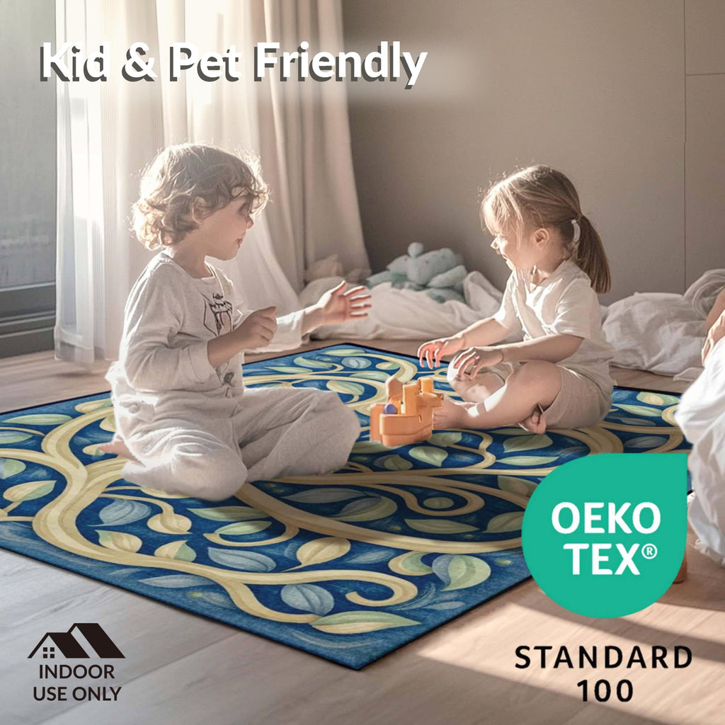 Abstract Aqua Soft Edges Pattern Rug