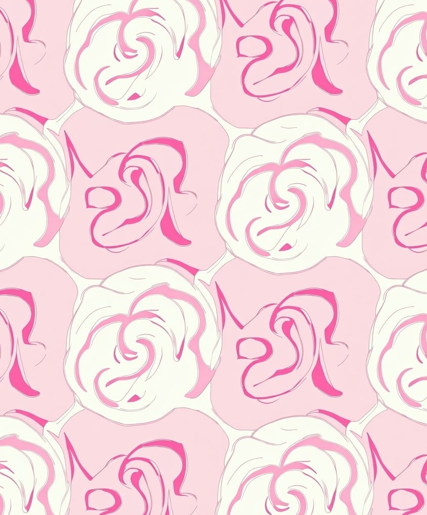 Pink Floral Swirl Pattern Rug