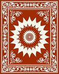 Central Sunburst Floral Border Design Rug