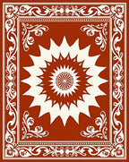 Central Sunburst Floral Border Design Rug