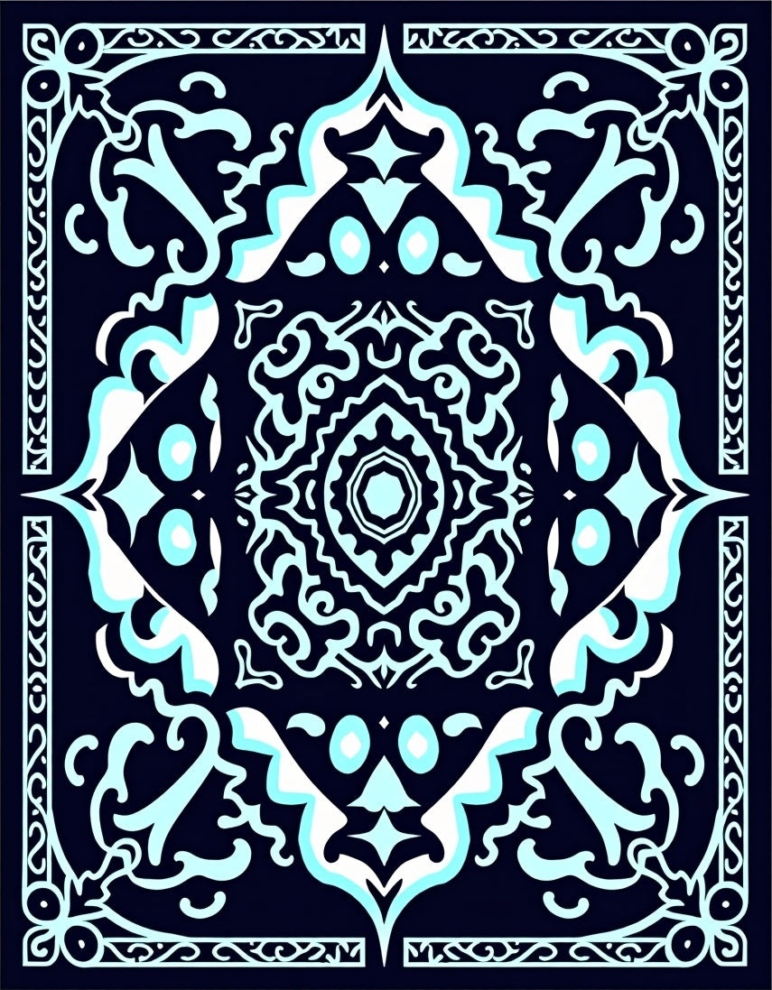 Classic Intricate Floral Symmetry Pattern Rug