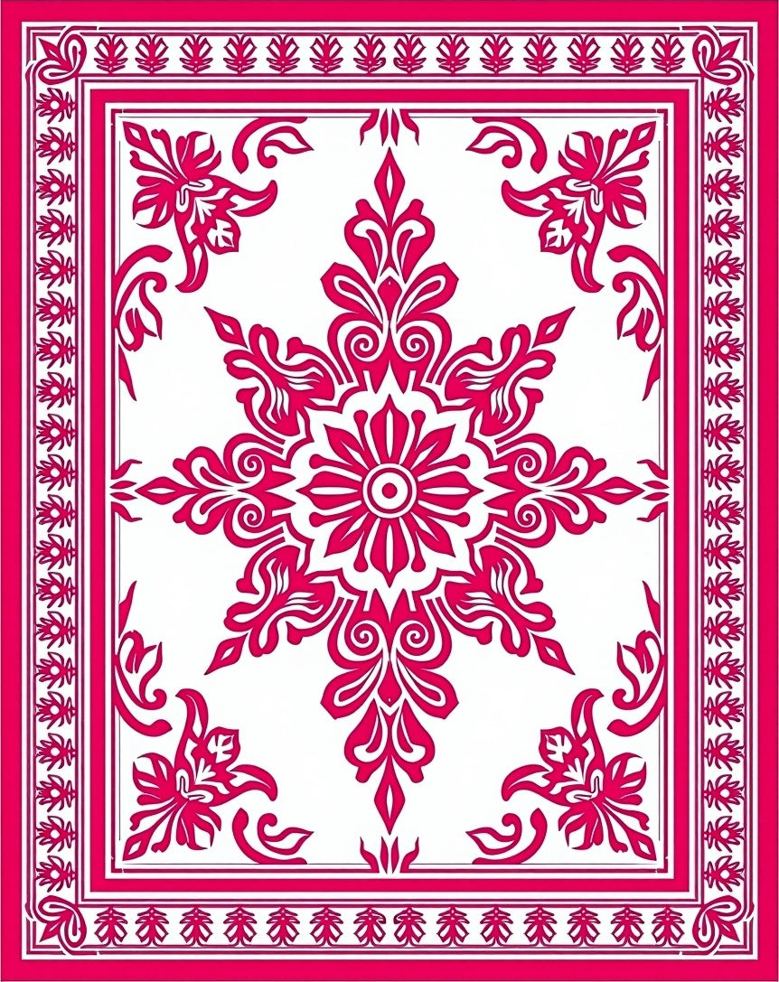 Classic Central Floral Mandala Design Rug