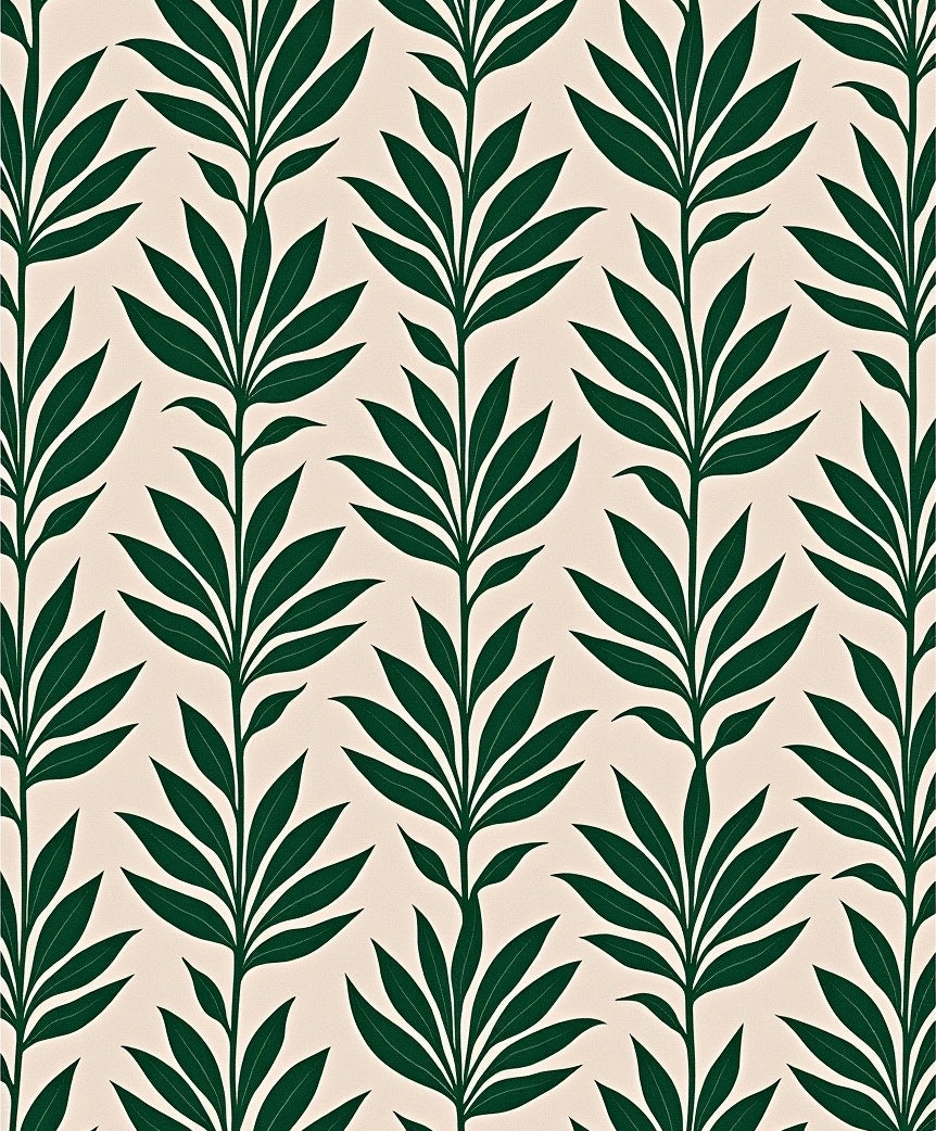 Vertical Leaf Pattern On Cream Rug