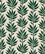 Vertical Leaf Pattern On Cream Rug
