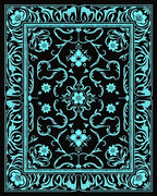 Art Nouveau Floral Border Rug Design Rug