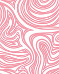 Swirl Pattern Pink White Abstract Rug