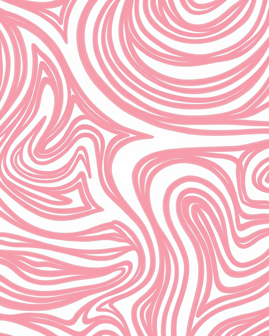 Swirl Pattern Pink White Abstract Rug