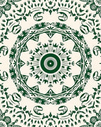 Deep Forest Green Mandalas Accents Rug