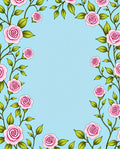 Pink Rose Vines With Green Leaves Rug