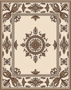 Ornate Floral Motif Bordered Rug