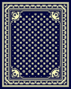 Classic Cream Navy Geometric Pattern Rug