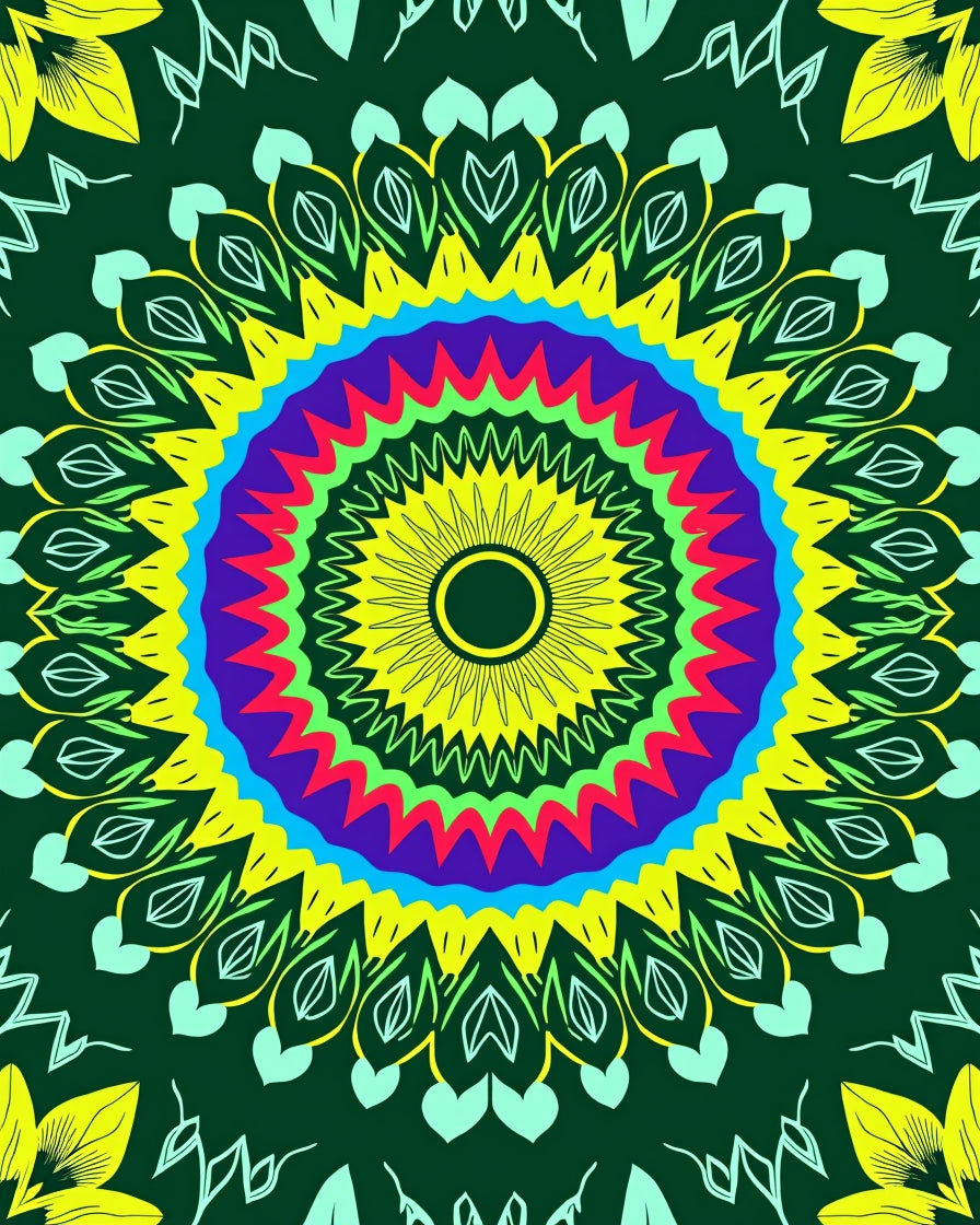 Vibrant Geometric Mandala Style Rug
