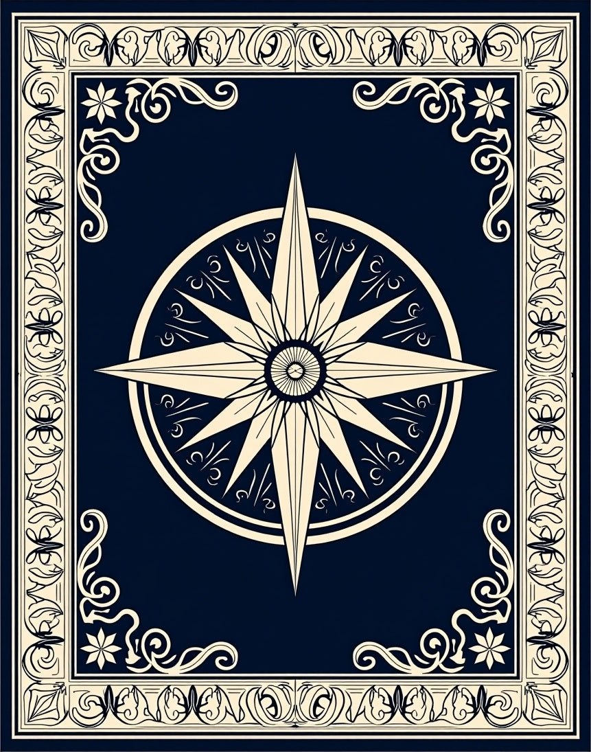 Classic Starburst Compass Design Rug