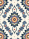 Navy Blue Red Yellow Floral Medallion Design Rug