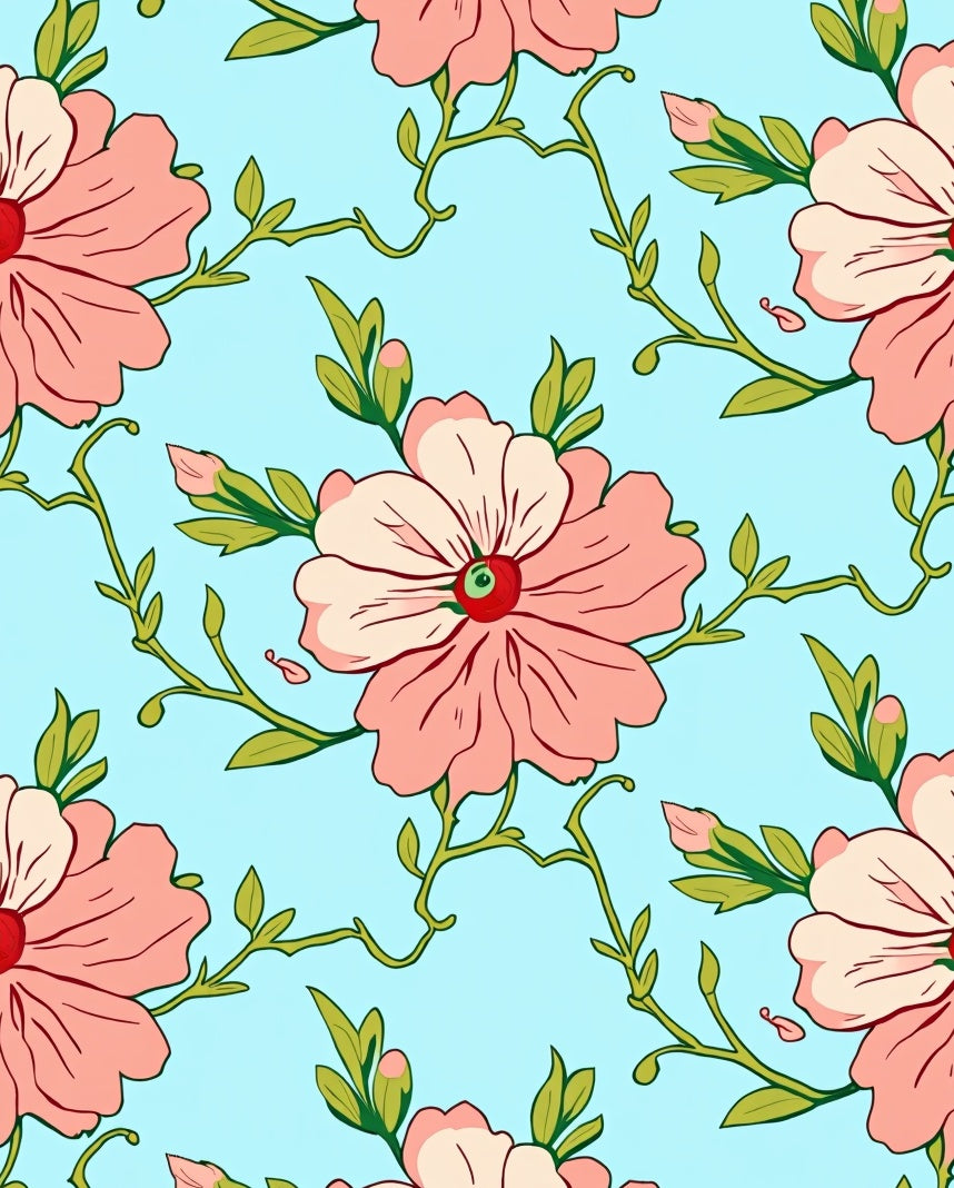 Blossom Vine Pastel Pattern Rug