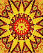 Radiant Sunburst Mandala Pattern Rug