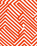 Orange White Geometric Maze Pattern Rug