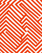 Orange White Geometric Maze Pattern Rug
