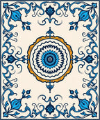 Intricate Blue Floral Medallion Design Rug
