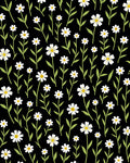 Black White Daisy Floral Pattern Rug