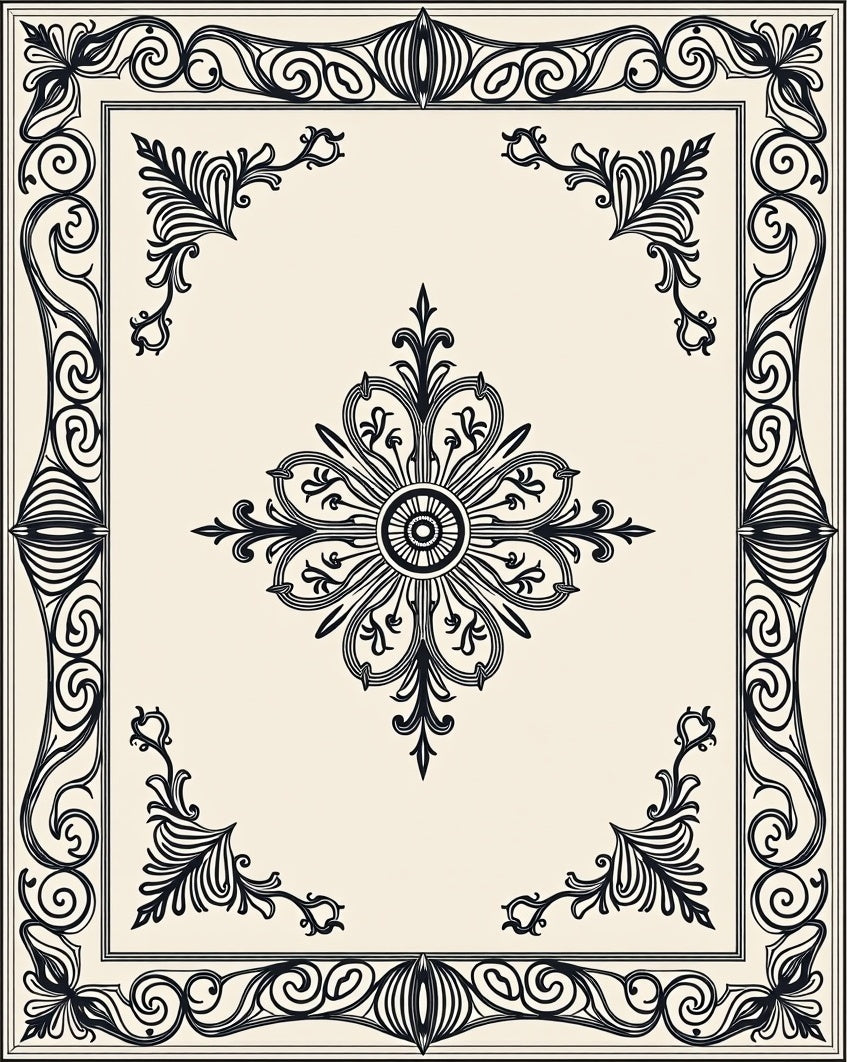 Ornate Floral And Scrollwork Pattern Rug