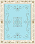 Elegant Cream Blue Scrollwork Rug