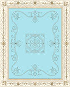 Elegant Cream Blue Scrollwork Rug