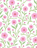 Pink Floral Vine Print Rug