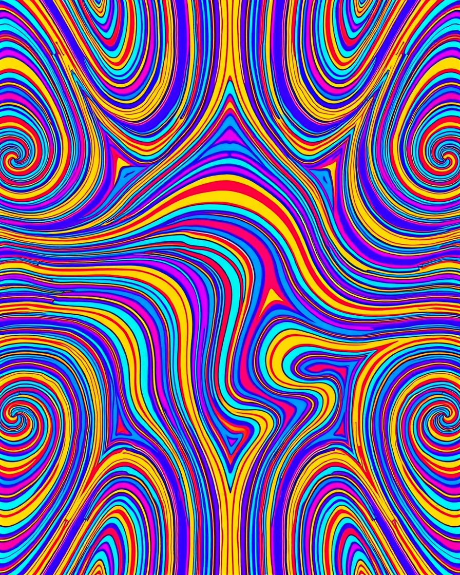 Vibrant Swirl Patterned Psychedelic Rug