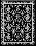 Black White Damask Floral Pattern Rug